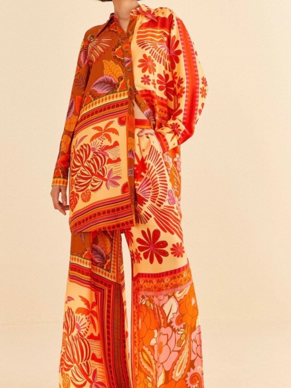 Farm Rio multicolor flowy wide leg pants